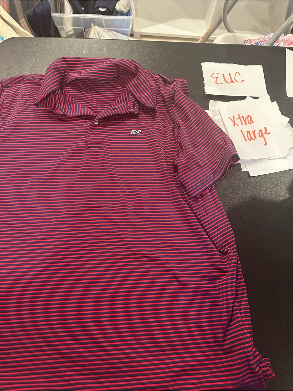 Vineyard Vines red  & Navy Striped Polo XL KIDS